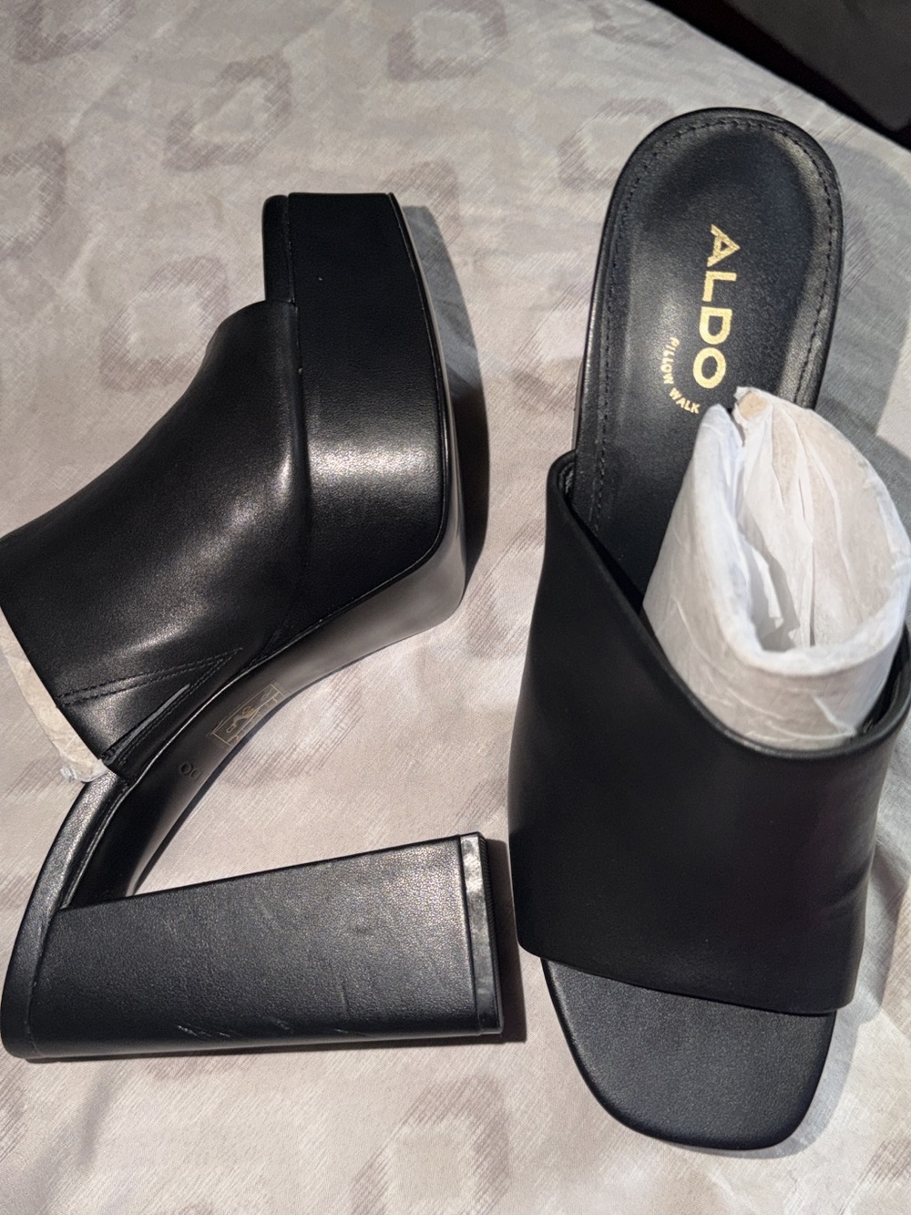 ALDO Black Slip-On Platform Mule Heels